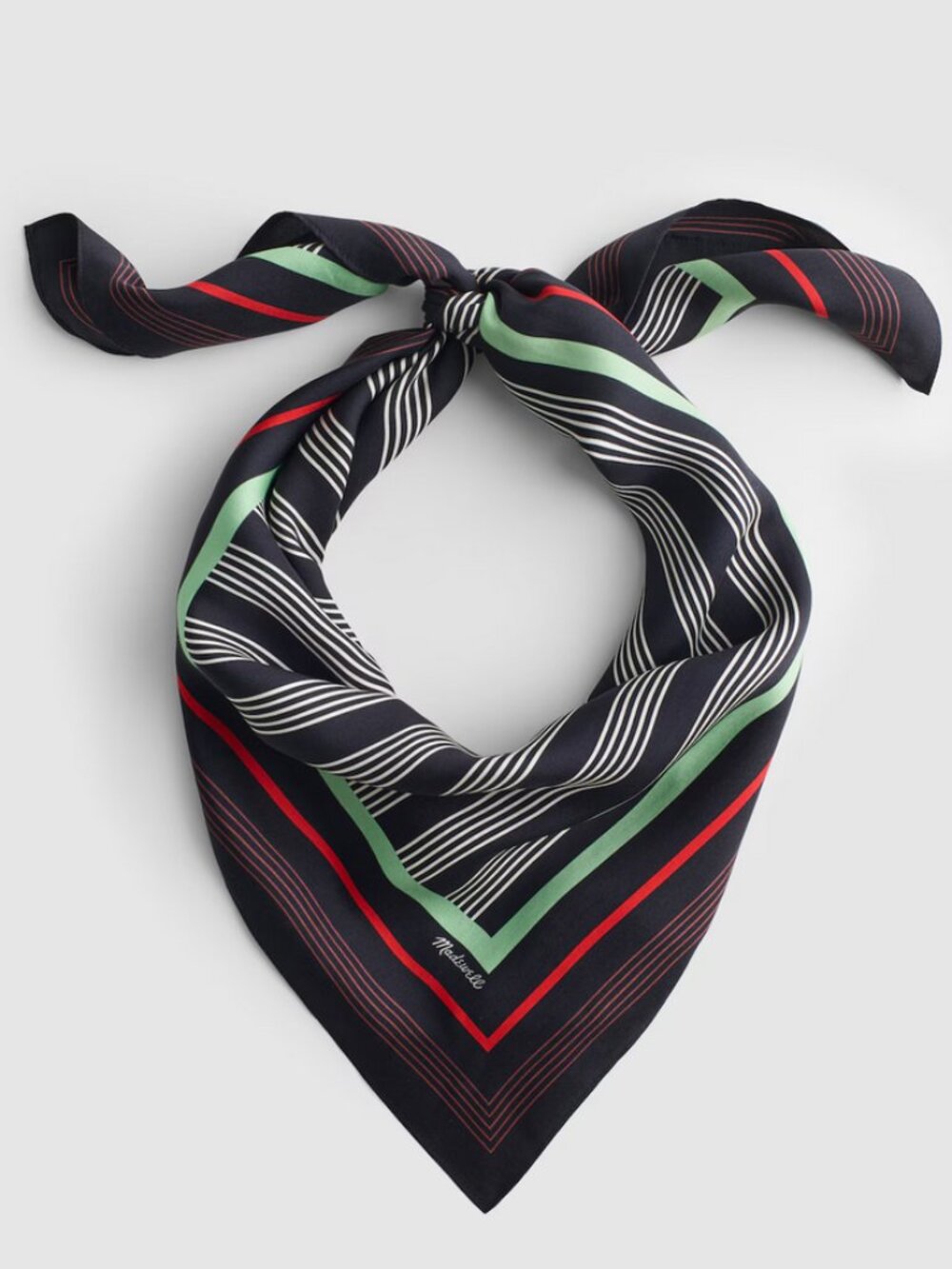 New Madewell Medium Silk Bandana Jet Black